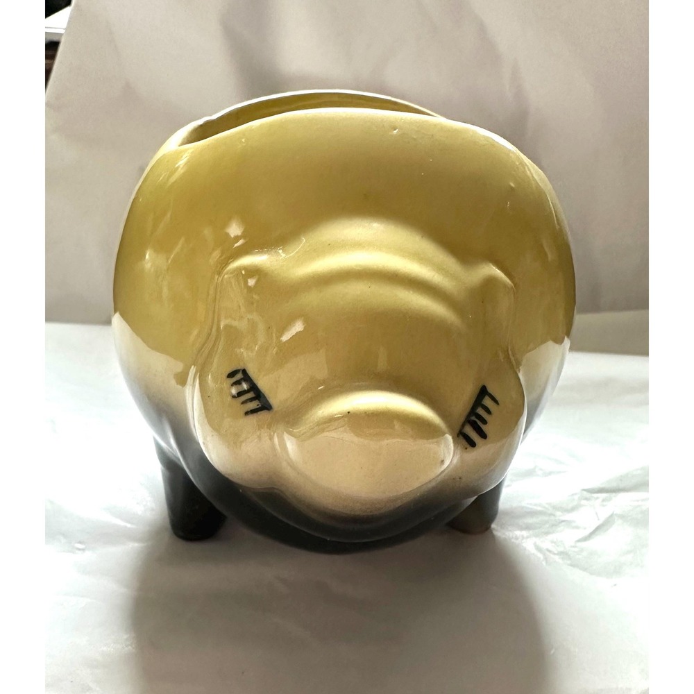 Vintage Shawnee Pot-Bellied Pig Planter #760 Yellow and Black